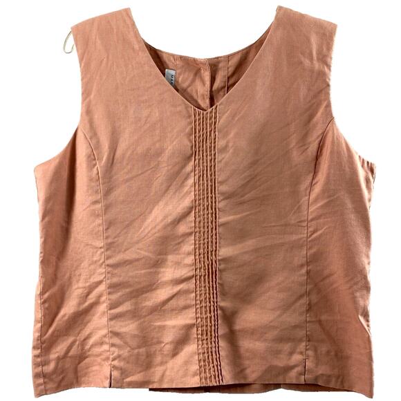 Marisa‎ Christina Linen Top Womens Large Sleeveless Blouse Button Back Coastal - Picture 1 of 8